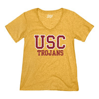 USC Trojans Womens Gold Tri-Blend V-Neck T-Shirt